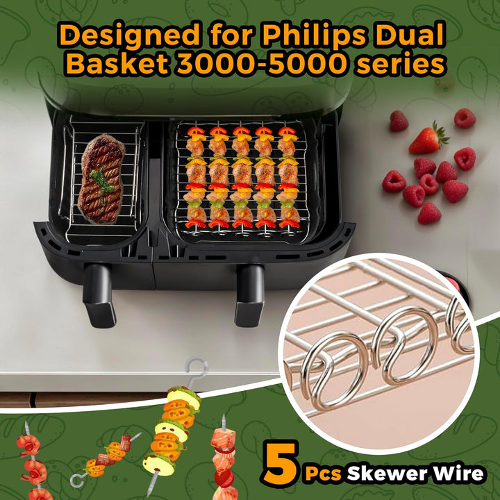 Pietuley 28 Stück Silikonform Heissluftfritteuse Zubehör für Philips Dual Basket Airfryer 3000-serie