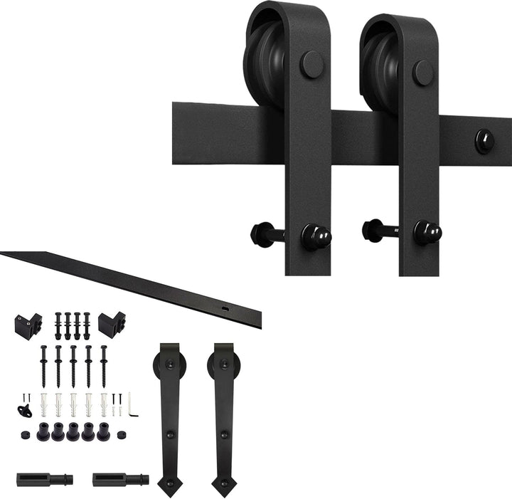 Eulenke Schiebetürbeschlag Komplettset - Schiebetürsystem für Holztüren und Falttüren - 152cm Schwar