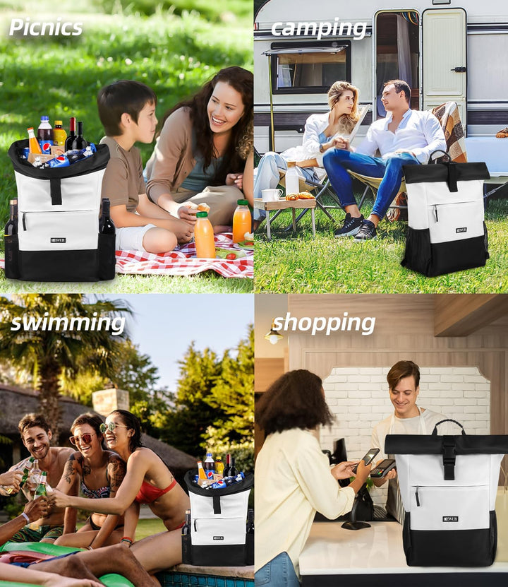 DEWUR 35L Thermo Rücksack Kühlrücksack Kühltasche Wasserdichter Picknickrücksack mit Flaschenöffner