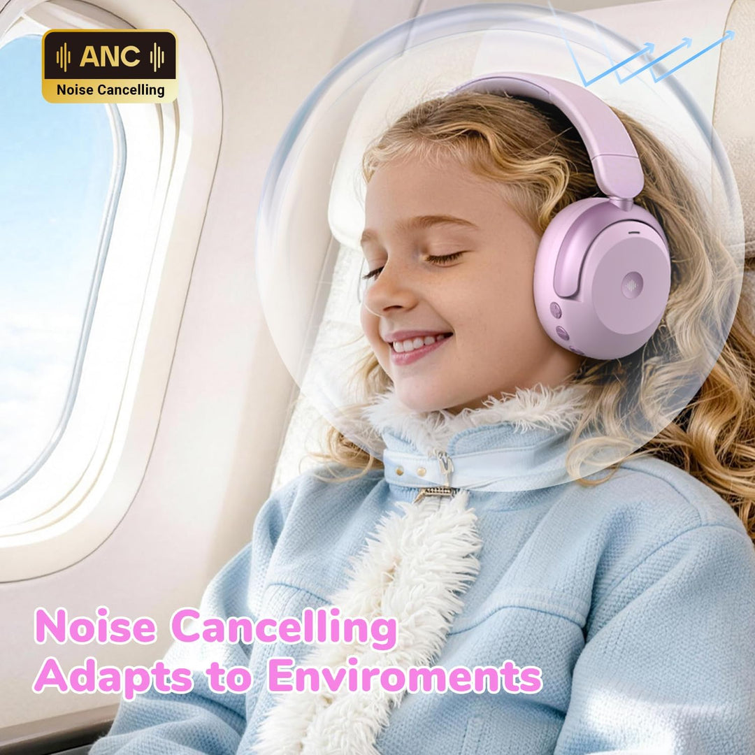 iClever Noise Cancelling Kopfhörer Kinder Bluetooth, 60H Spielzeit, 80dBA Sichere Lautstärke, Bequem