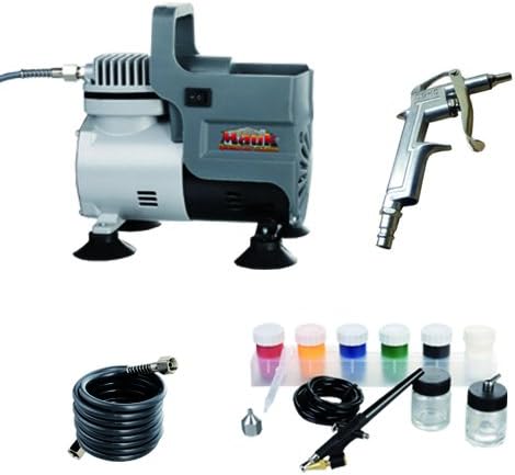 Mauk Airbrush Kompressor Set mit Farben und Zubehör
