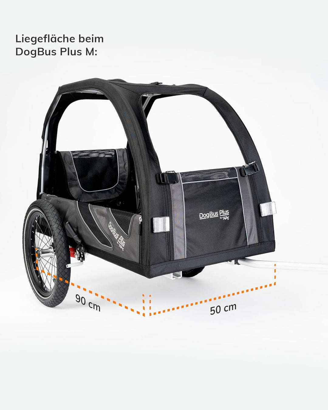 TrendPet DogBus Plus M - gefederter Aluminium Fahrradanhänger für Hunde, Hundeanhänger für mittlere