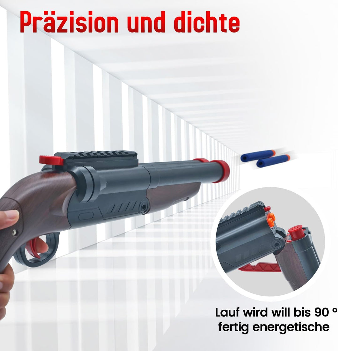 Double Barrel Soft Bullet Shot Spielzeug Schaum Blaster mit Shell Auswerfen, 2 in 1 Dart Blaster, Ge