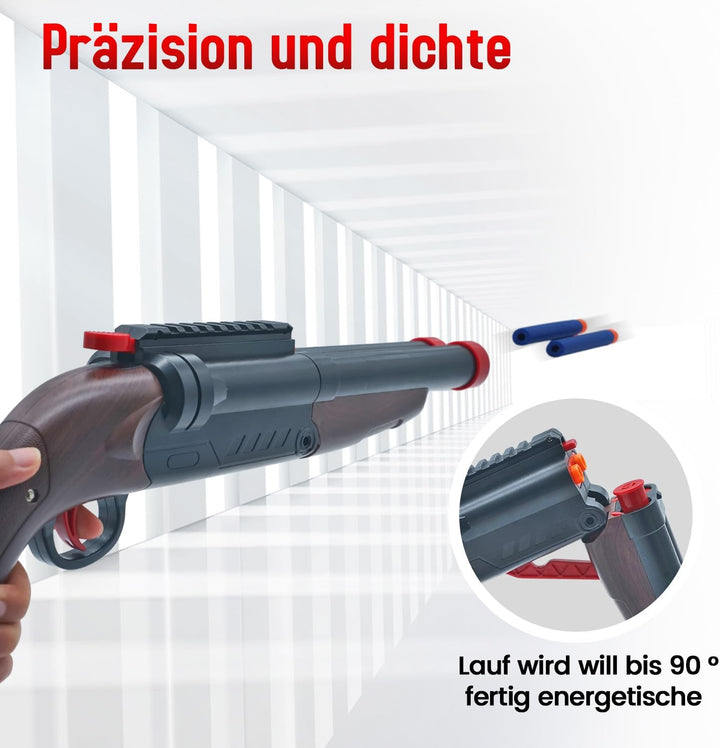 Double Barrel Soft Bullet Shot Spielzeug Schaum Blaster mit Shell Auswerfen, 2 in 1 Dart Blaster, Ge