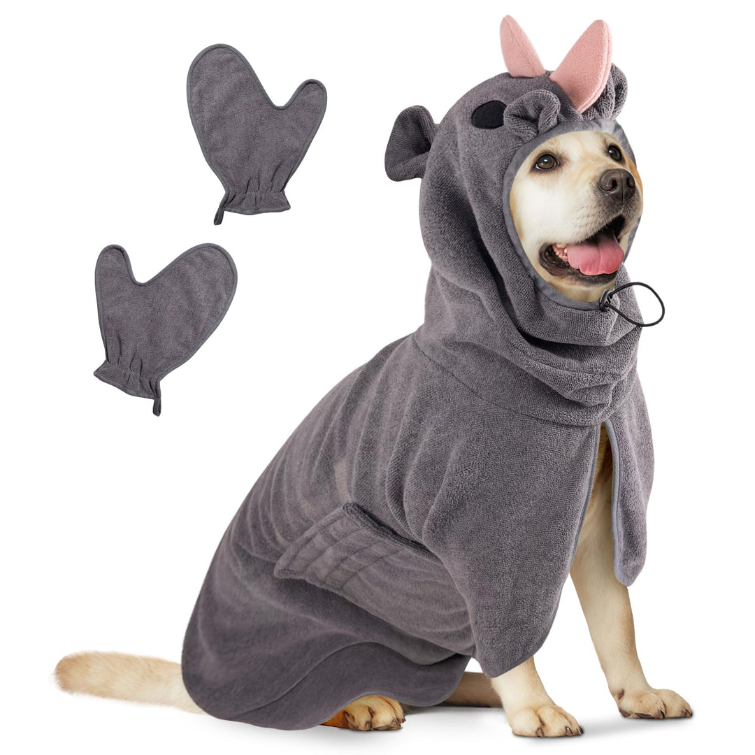 Hundebademantel Schnelltrocknend Badetuch aus Mikrofaser, Bibykivn Einstellbar Hundehandtuch, Saugfä