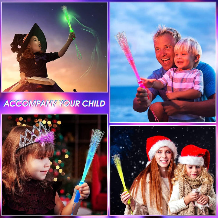 24 Stück Leuchtstab Glasfaser,Leuchtstäbe Partyzubehör,Leuchtstäbe Bunte,LED Leuchtstäbe Glow in The