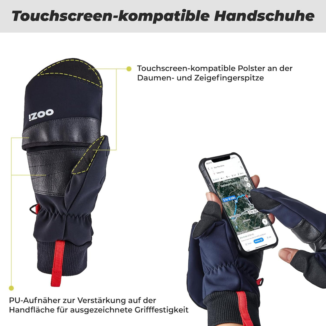 OOZi Winterhandschuhe für Herren und Damen, Touchscreen Handschuhe, Warme Winddicht Arbeitshandschuh