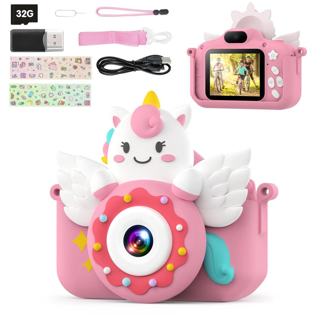 TIATUA Kinderkamera, 1080P Kamera Kinder mit 2.0”-Bildschirm & 32GB Karte, Selfie Digitalkamera & Fo