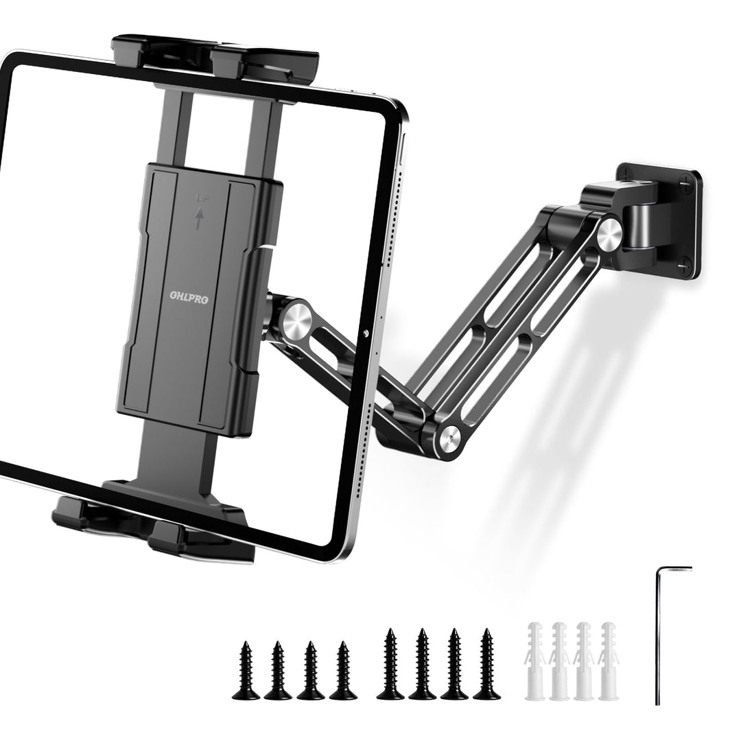 OHLPRO Tablet Wandhalterung aus Aluminium, iPad Halterung Wand mit Basis-Drehgelenk Tablet Halter Ko