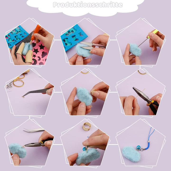 Ruasol Nadelfilz-Set, komplettes Nadelfilz-Werkzeug und Zubehör mit Filzwolle 50 Farben, Nadelfilz-S