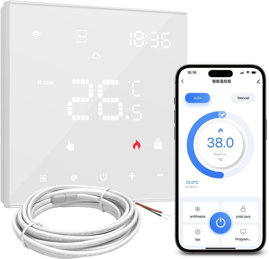 Thermostat Für Elektrische Fussbodenheizung, Smart WiFi Programmierbar Raumthermostat Unterstützen A