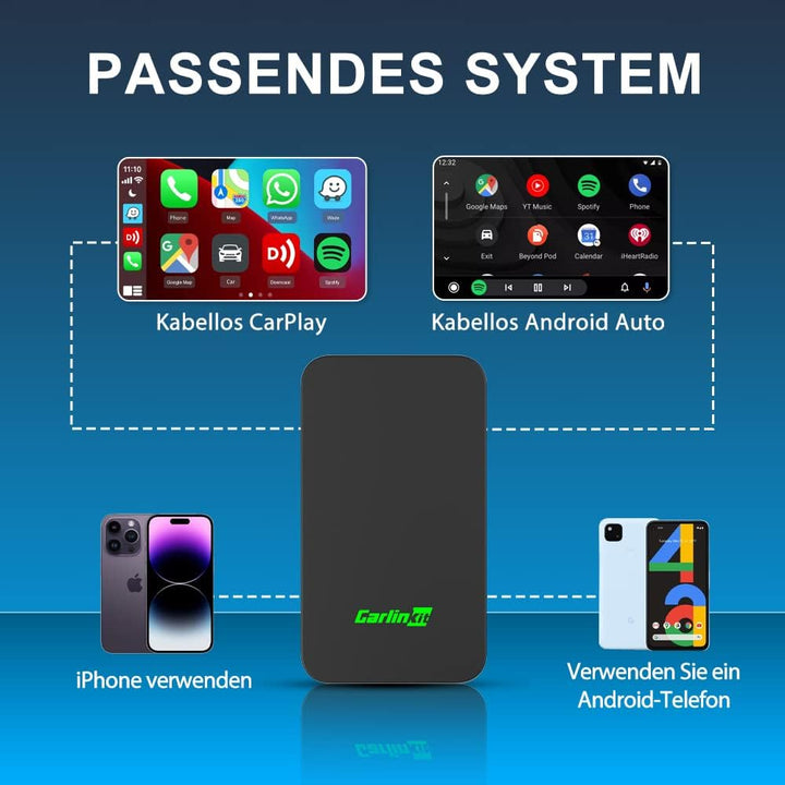 Carlinkit 5.0 Wireless CarPlay und Android Auto 2 in 1 Adapter,Geeignet für Autos mit eingebauten in