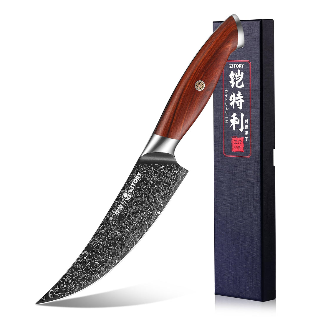 Kitory Ausbeinmesser 15cm Damastmesser D2boningde, D2boningde