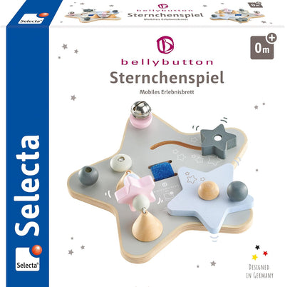 Schmidt Spiele 64029 Sternchenspiel, Mobiles Erlebnisbrett, Motorikspielzeug aus Holz, 19 cm, Bellyb