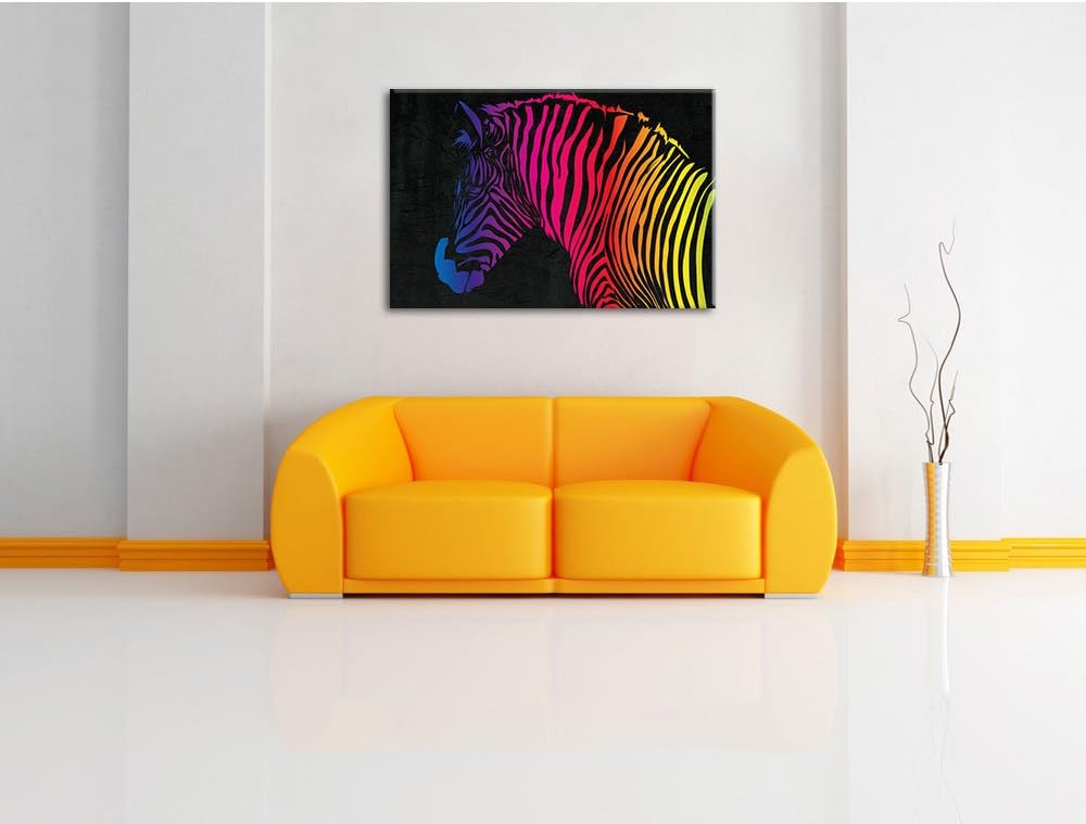 hübsches Zebra schwarz, Format: 100x70 auf Leinwand, XXL riesige Bilder fertig gerahmt mit Keilrahme