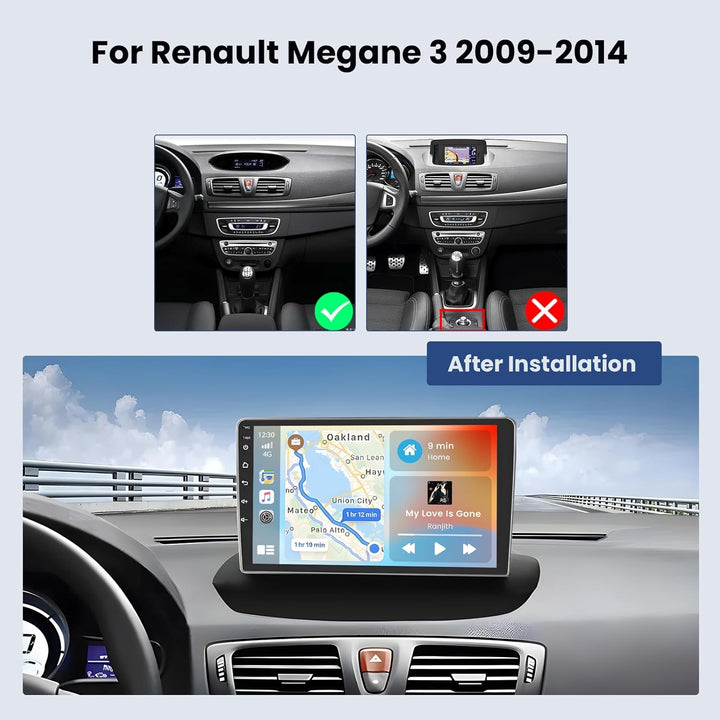 [2+64GB] Android 13 Autoradio, Wireless CarPlay Android Auto, für Renault Megane 3 2009-2014 Radio,