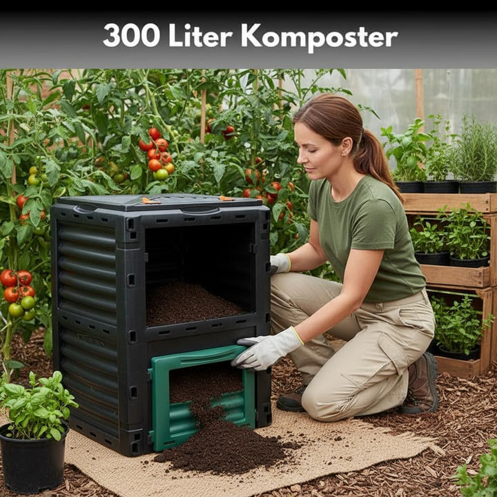 Sustania Garten Komposter Schnellkomposter 300L, Thermokomposter aus 100% Recyceltem Kunststoff, H83