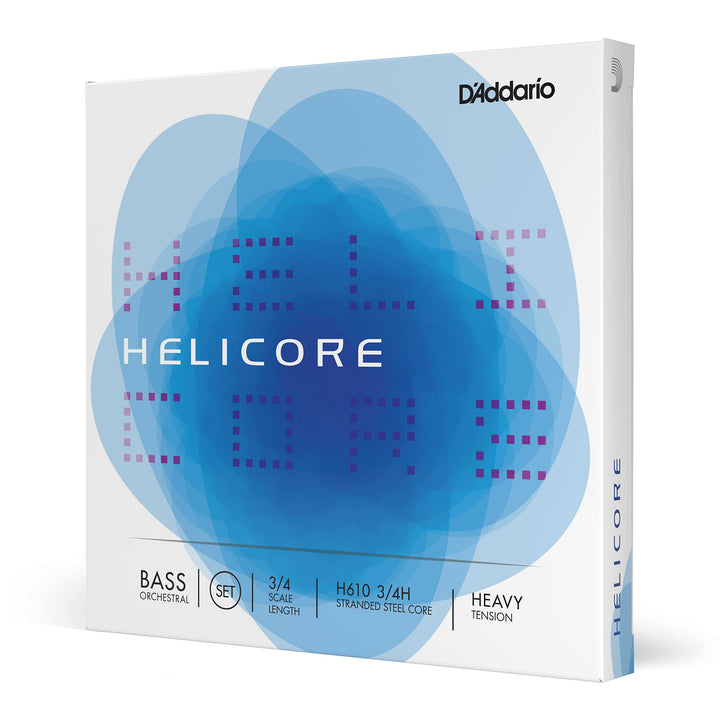 D'Addario H610-3/4H Helicore Kontrabass Saitensatz mehrfach verdrillter Stahlkern 3/4 Heavy Heavy Se