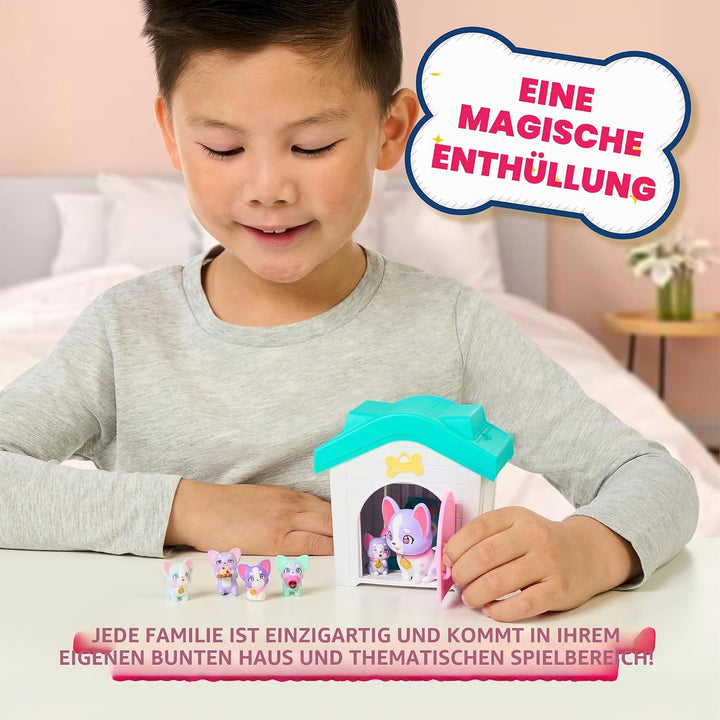 Little Live Pets Mama Surprise Families – Mamas Hütte-Packung, Bulldogge & Spaniel, 2 Hütten & Welpe