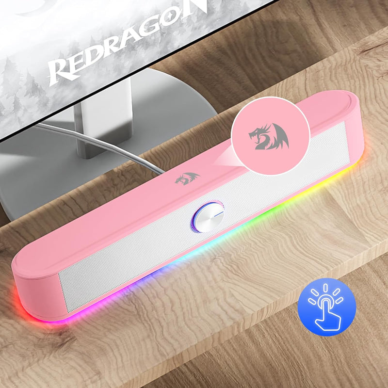 Redragon GS560 Adiemus RGB Desktop-Soundbar, 2.0-Kanal-Computerlautsprecher mit dynamischer Lichtlei