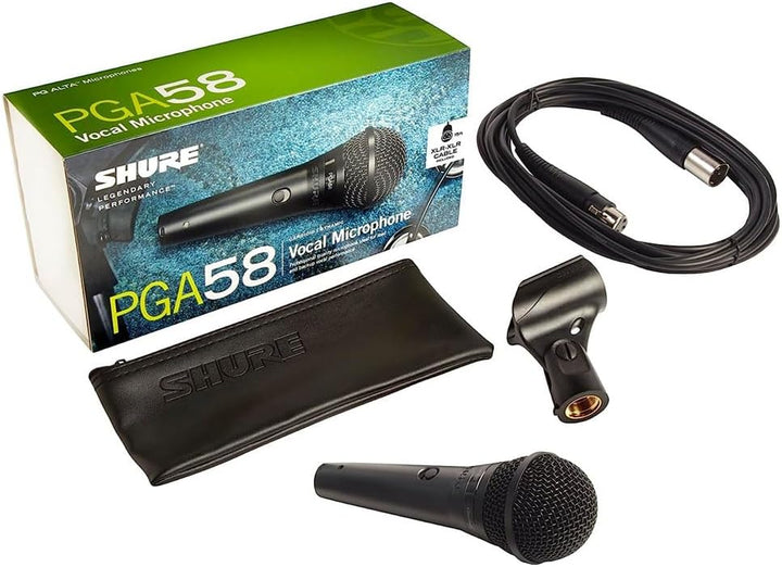 Shure PGA58 Dynamisches Mikrofon-Handheld-Mikrofon für Gesang mit Cardioid-Aufnahmemuster, diskreter