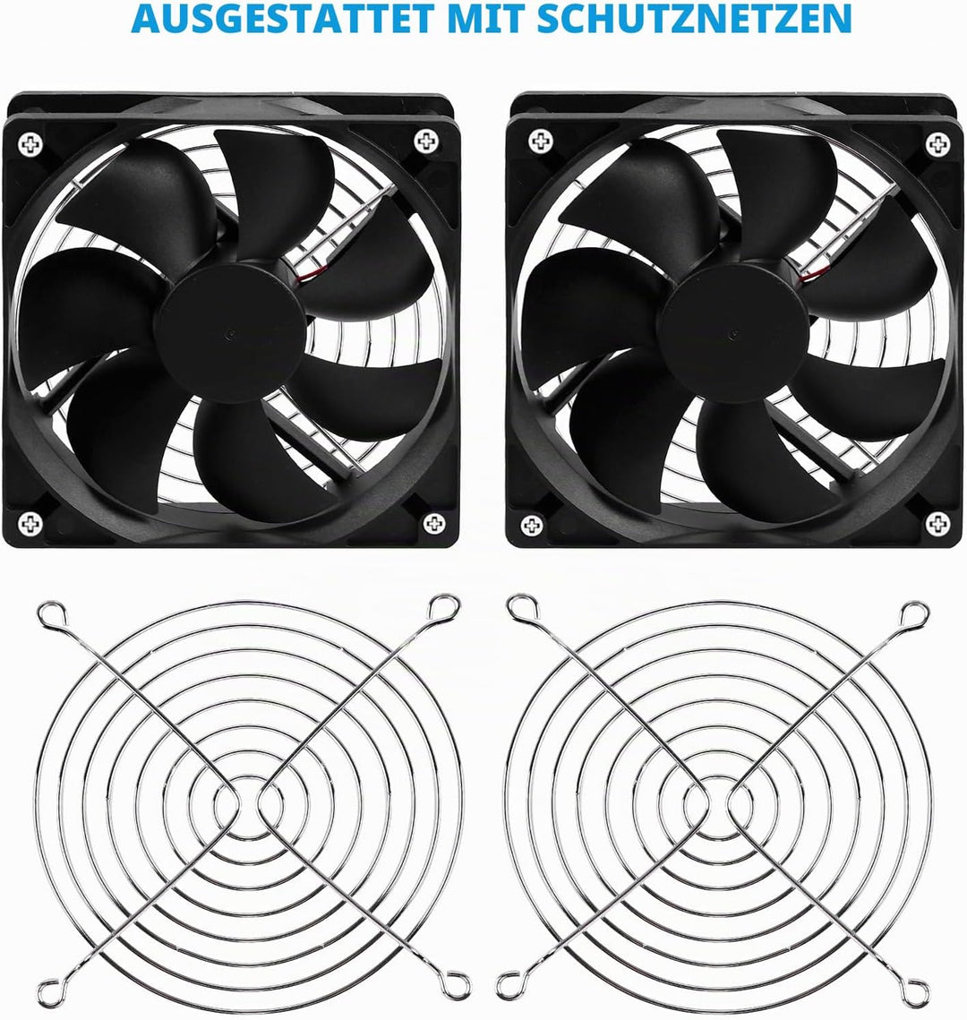 2 Stück Mini Abluftventilator 120mm, DC12V Rauchabzug Ventilator, Mini Absaugventilator 2750rpm, Axi