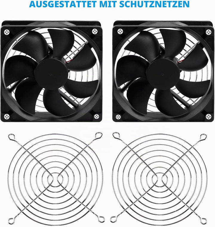 2 Stück Mini Abluftventilator 120mm, DC12V Rauchabzug Ventilator, Mini Absaugventilator 2750rpm, Axi