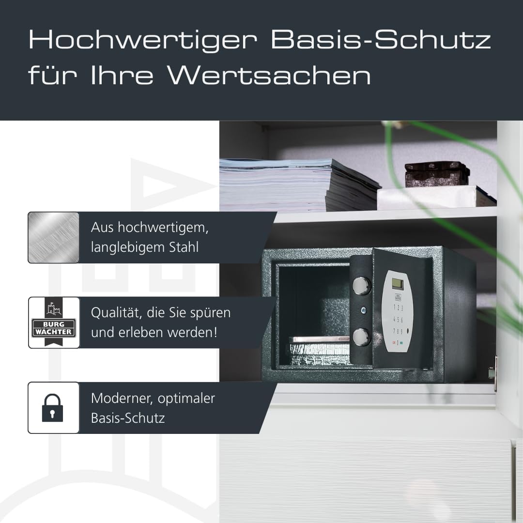 BURG-WÄCHTER Möbeltresor für Hotel mit elektronischem Zahlenschloss, Inkl. Fachboden, Zur Wand- und