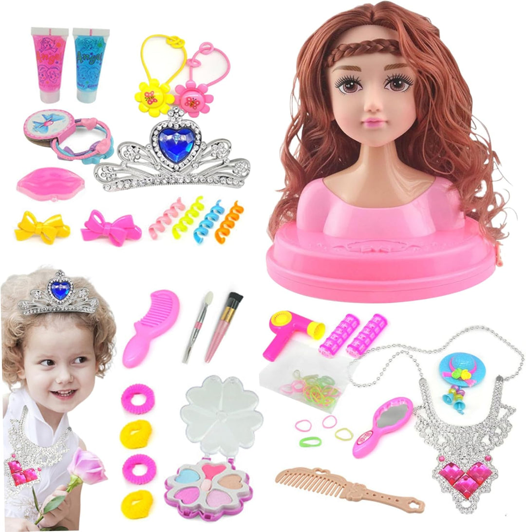 1 Set Puppenkopf für Haarstyling und Make-up, Stylingkopf, Puppe für Mädchen, farbenfrohes, realisti