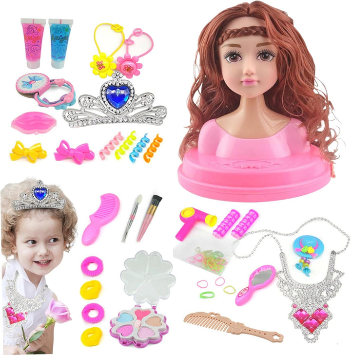 1 Set Puppenkopf für Haarstyling und Make-up, Stylingkopf, Puppe für Mädchen, farbenfrohes, realisti