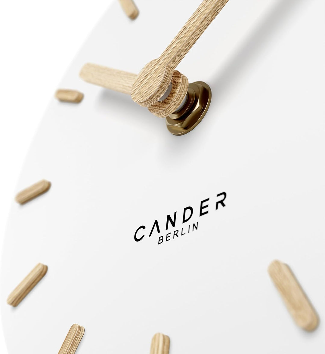 Cander Berlin MNU 2515 F Tischuhr lautlos ohne Ticken 15 cm analog batteriebetrieben weiss MDF Holz-