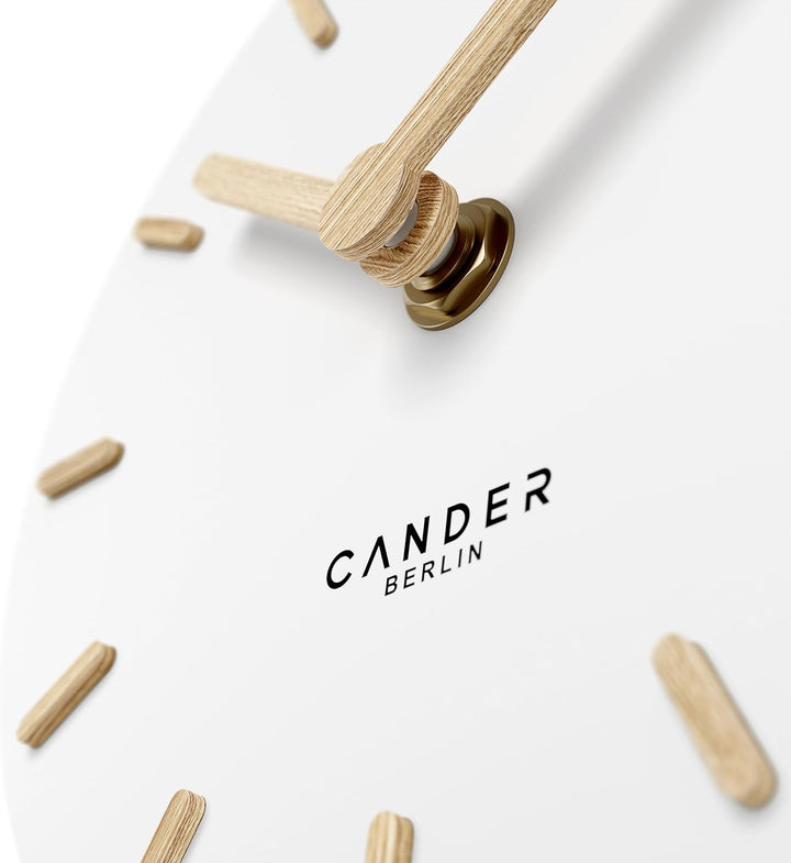 Cander Berlin MNU 2515 F Tischuhr lautlos ohne Ticken 15 cm analog batteriebetrieben weiss MDF Holz-