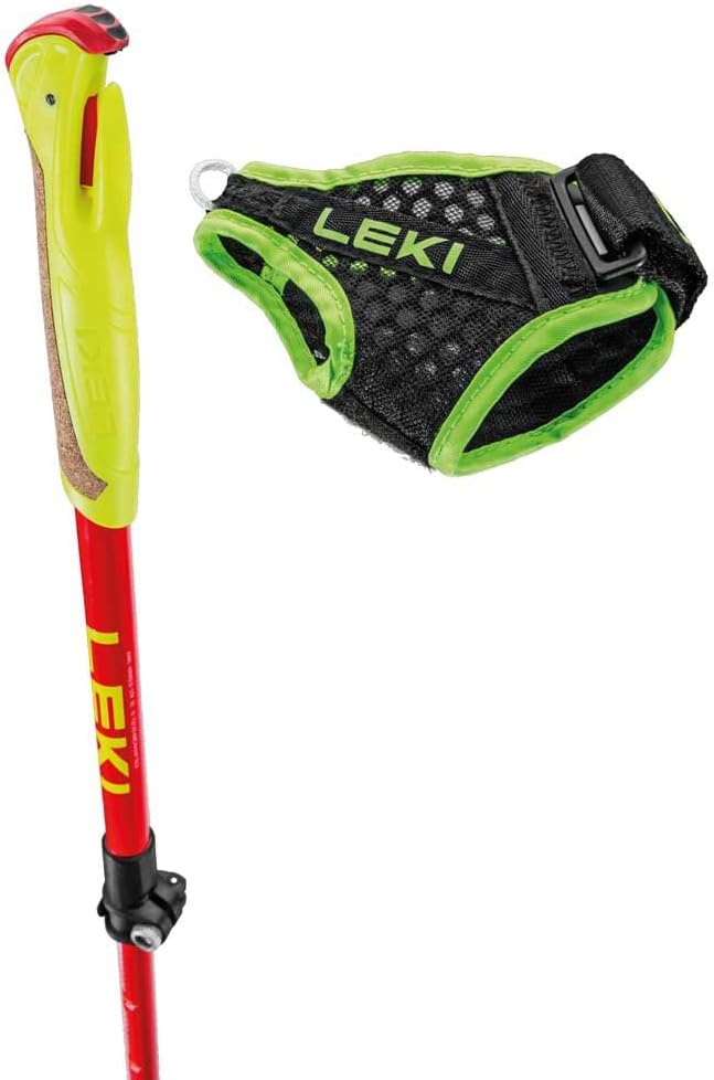 Leki Ultratrail Fx Junior Gelb-Rot - Leichter Verstellbarer Kinder Carbon Laufstock, Grösse 95-110cm