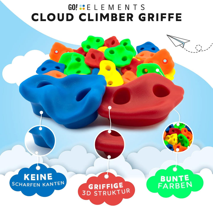 GO!elements Klettergriffe Kinder 15/20/25/30 Stück mit Befestigungsmaterial, Outdoor Indoor Kletters