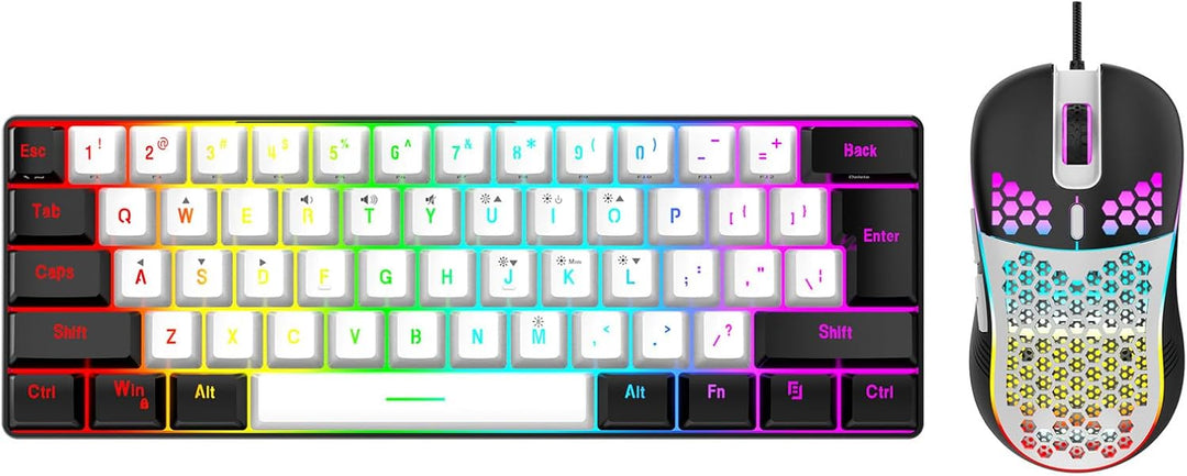 Denash Gaming-Tastatur- und Maus-Kombination, USB-C-Kabel-Tastatur-Maus, Mehrfarbiges Mechanisches T