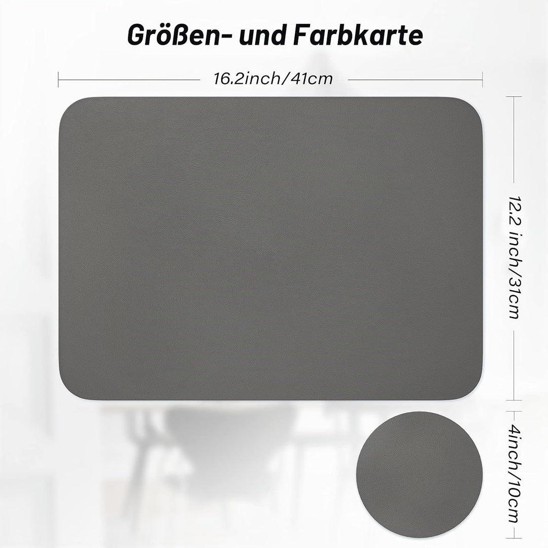 BANNIO 6er Set Tischsets Abwaschbar,Abwischbar Lederoptik Platzset und Untersetzer,Wasserdicht PVC P