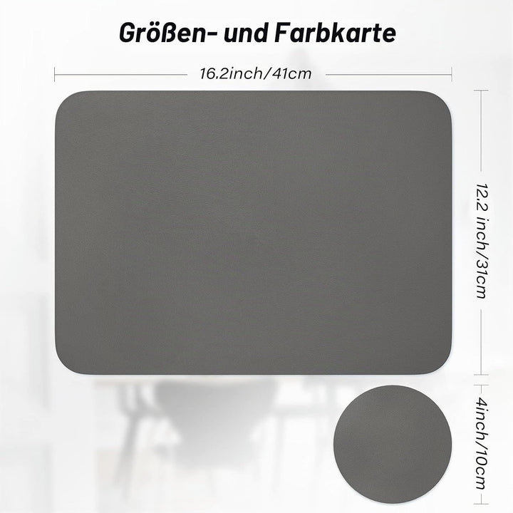 BANNIO 6er Set Tischsets Abwaschbar,Abwischbar Lederoptik Platzset und Untersetzer,Wasserdicht PVC P
