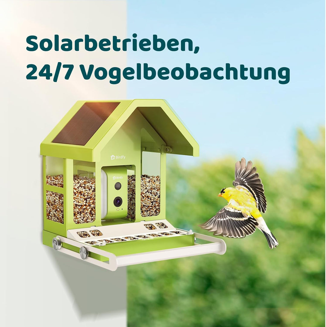 Birdfy Metall Vogelfutterhaus mit Kamera zur Live-Vogelbeobachtung, KI Vogelerkennung ohne ABO, 1080