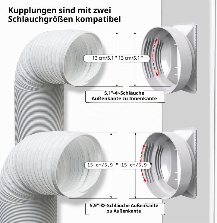 gulrear Schiebetür-Klimaanlagen-Set, max. verstellbare Länge 228 cm, Schiebetür-AC-Entlüftungs-Set,