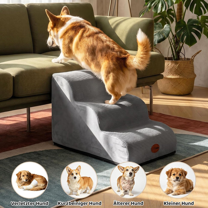 Hundetreppe für Kleine Hunde &amp; Katzen, Haustiertreppe für Sofa, 2 Stufen Dunkelgrau 2 Stufen(40 x 40
