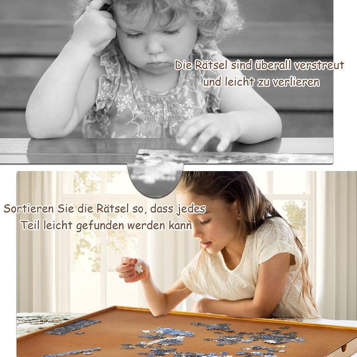 GOPLUS Puzzleplateau aus Holz, Puzzletisch mit 4 Schubladen, Puzzle-Speichersystem für 1000-1500 Stü