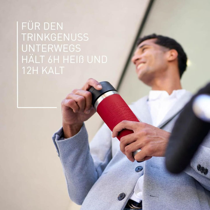 Emsa N20222 Travel Mug Classic Isolierbecher 0,5 Liter | neuer Komfort-Schraubverschluss | Edelstahl