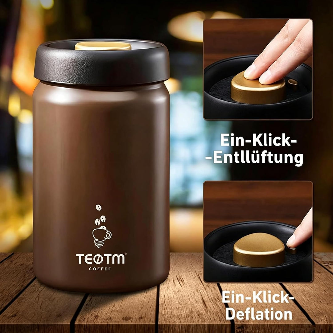 Kaffeebohnen Behälter, Luftdichte Kaffeedose, 1.2 L Vakuumversiegelung Aufbewahrung Dose, Vorratsglä