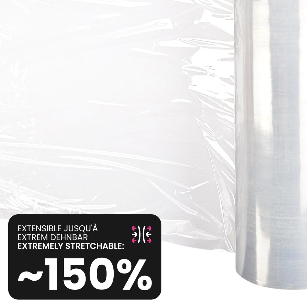 Netuno 1x transparente Stretchfolie 23my 500 mm 1,5 kg Folie Polyethylen Folie Cast-Film transparent
