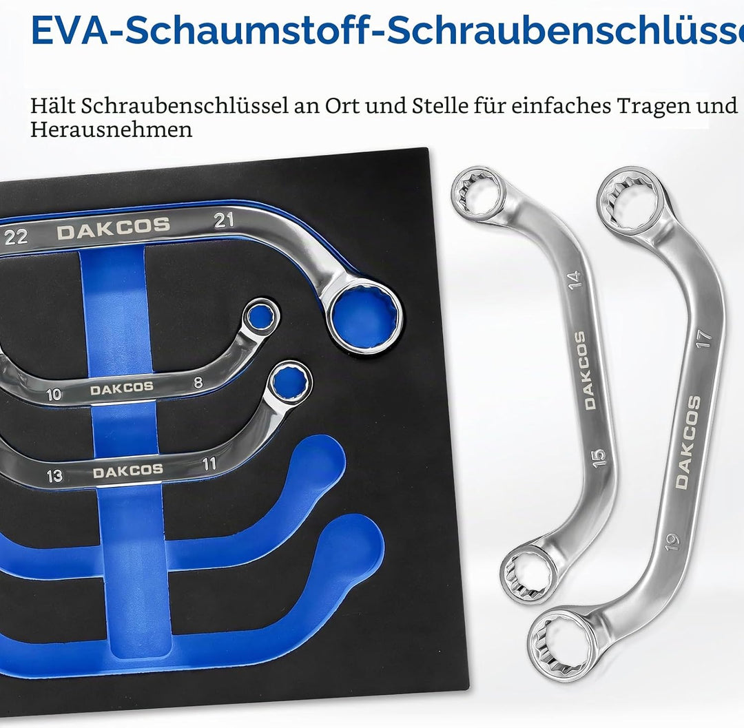 DAKCOS Starter- und Blockschlüssel-Satz, Doppelringschlüssel-Satz, C-Form Ringschlüssel Set | 5-tlg.
