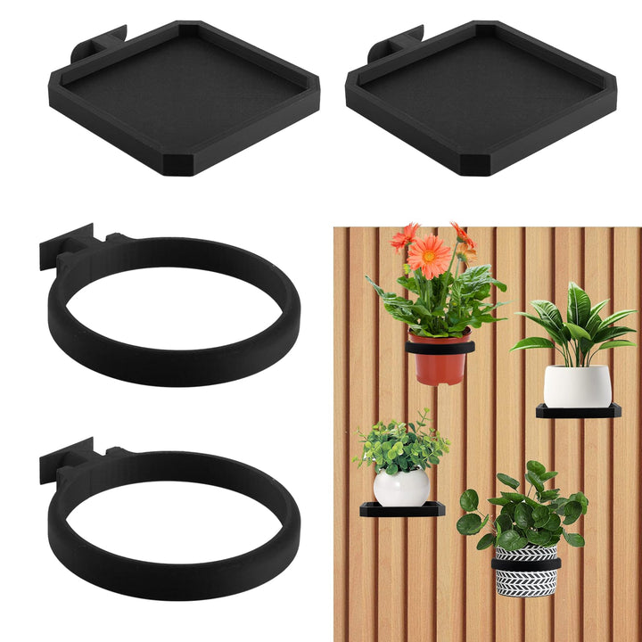 4 Stück Pflanzenhalter für Akustikplatten 2 Quadratische Akustikplatten-Zubehörteile und 2 Durchbroc