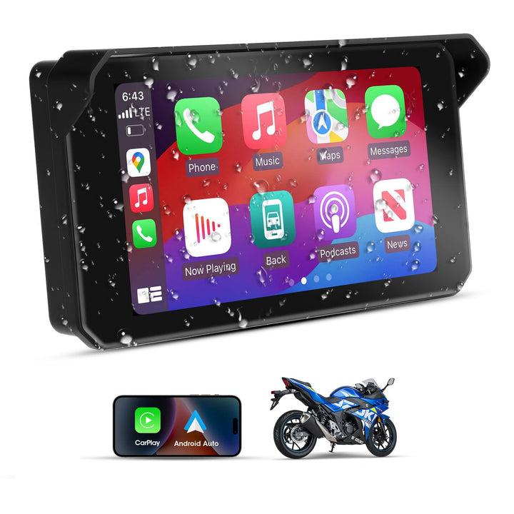 5 Zoll Motorrad Carplay Display, IP67 Ganzkörper Wasserdicht Motorrad navi Bluetooth GPS Siri/GOO-gl