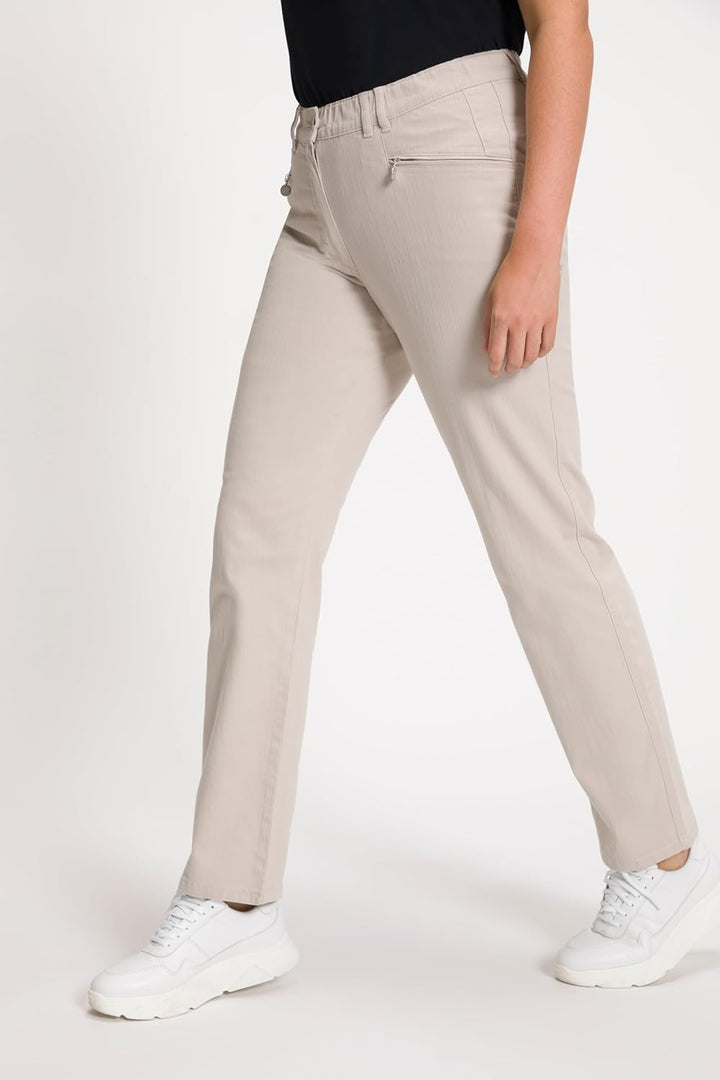 Ulla Popken Damen grosse Grössen Übergrössen Plus Size Sommerhose Mony, angenehm leicht, Zipptaschen