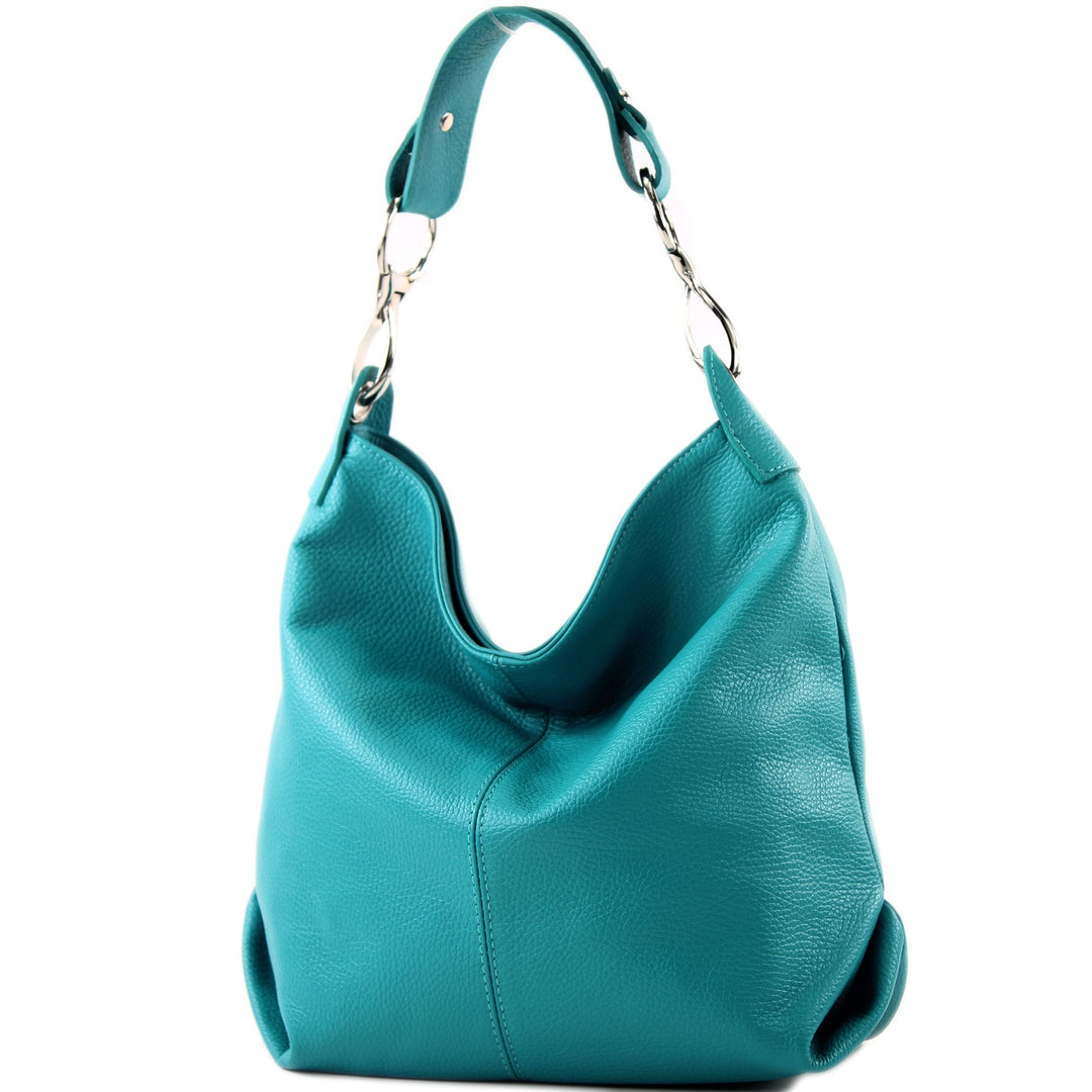 modamoda de T168 Damen Leder Schultertasche, handmade in Italy Türkis_1, Türkis_1