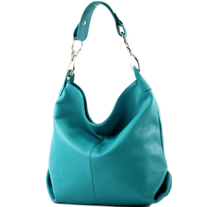 modamoda de T168 Damen Leder Schultertasche, handmade in Italy Türkis_1, Türkis_1